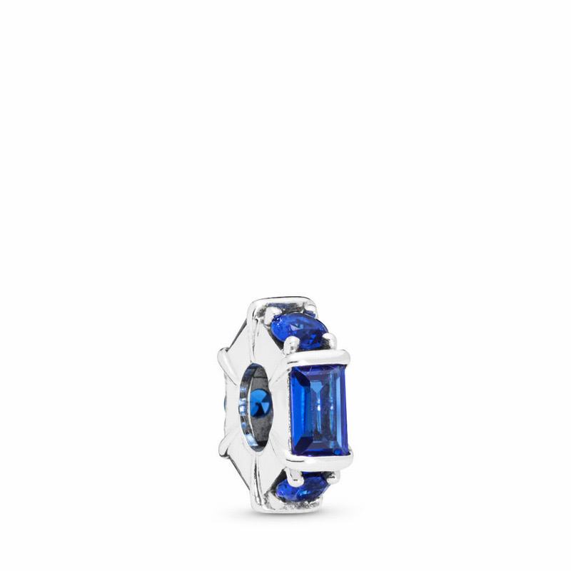 Pandora Ice Sculpture Spacer Charm - Sterling Silver/Blue/Crystal - Canada | DL4927QK